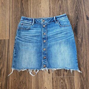 Abercrombie & Fitch Blue Denim Button-Front Mini Skirt -Size 27